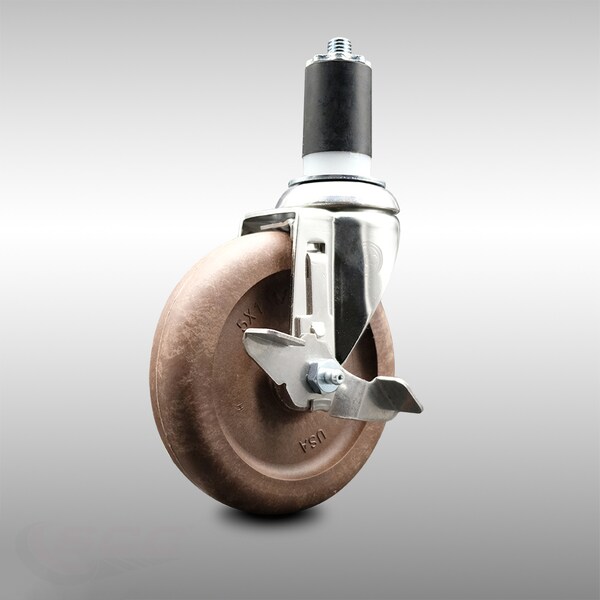 Service Caster 5 Inch 316SS High Temp Glass Filled Nylon 1-5/8 Inch Stem Caster with Brake SCC SCC-SS316EX20S514-GFNSHT-TLB-158 - main